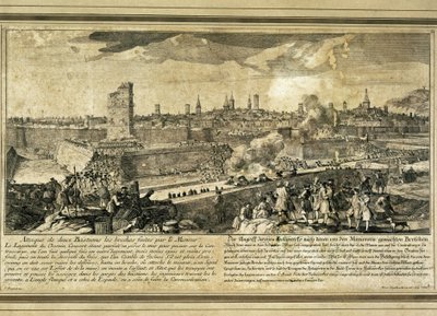Spanien: Spanska tronföljdskriget (1714). Belägringen av Barcelona (gravyr) av Unbekannter Künstler
