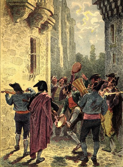 Spansk serenad. Gravyr i "The Peoples of the Earth" 1890. av Unbekannter Künstler