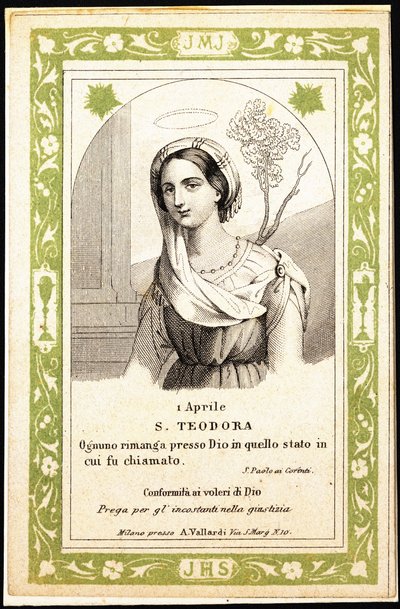 St. Theodora, tidigt 1900-tal (gravyr) av Unbekannter Künstler