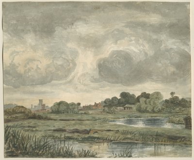 Stafford - Avlägsen utsikt från öst: akvarellmålning, nd [?1800-talet] av Unbekannt