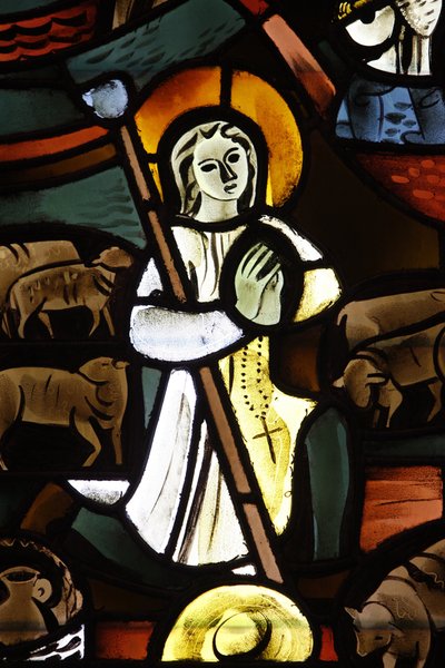 Målat glas föreställande Jean-Marie Vianney i Notre-Dame-de-la-Trinite-kyrkan, Blois, Frankrike av Unbekannt