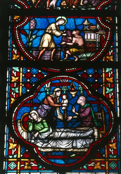 Målat glas av katedralen Notre Dame i Tournai, Belgien (målat glas) av Unbekannter Künstler
