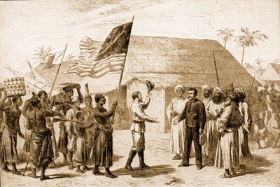 Stanley hittar Livingstone på Zanzibar av Unbekannter Künstler