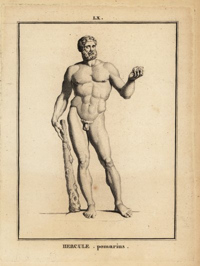 Staty av Hercules Pomarius, romersk hjälte och gud, med en stor klubba av Unbekannt