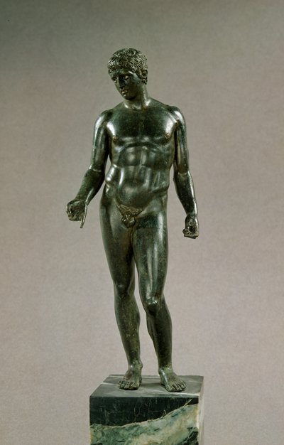 Staty av Merkurius, anpassning av den grekiska Discophoros of Polyclitus, romersk, 25-50 e.Kr. (brons) av Unbekannt