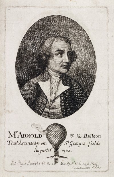 Stuart Amos Arnold, engelsk aeronaut, c 1785 av Unbekannt
