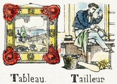 T - Tableau Tailleur - Child Entertainment Alphabet c.1890 (litografi) av Unbekannt