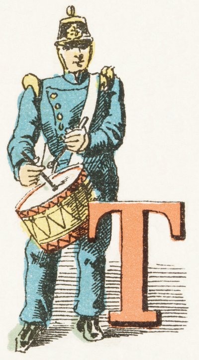 T - Tambour - Barnsligt alfabet, Editions Gordinne 1920 (gravyr) av Unbekannt