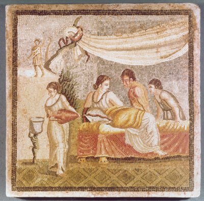 Centocelle-mosaiken föreställer en liggande kvinna med tjänare, kopia av ett grekiskt original av Unbekannt