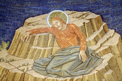 Alla nationers kyrka, även känd som Kyrkan eller Agony-basilikan, Kristus i vånda, Mosaik av basilikan i Getsemane, Jerusalem, Israel av Unbekannt