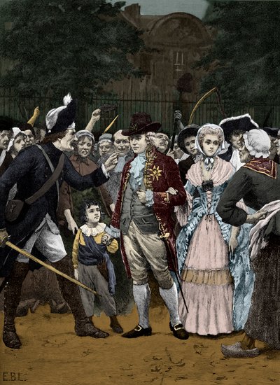 Den franska kungafamiljen på väg till församlingen 1792 av Unbekannter Künstler