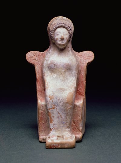 Gudinnan Athena, grekisk, c.490 f.Kr. (terrakotta och pigment) av Unbekannt