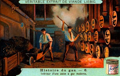 Gasens historia: Ett modernt gasverks interiör av Unbekannter Künstler