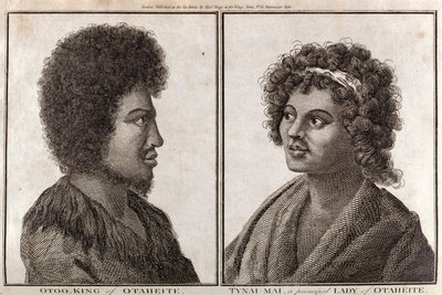 Kungen och en huvuddam av Tahiti, ca 1773 av Unbekannt