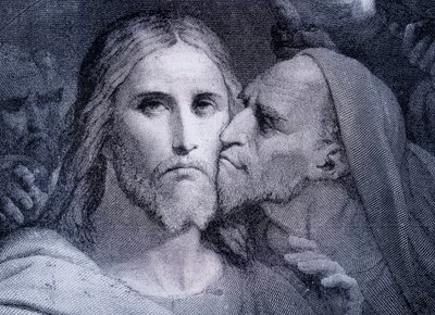 Kyssen - Judas Iskariot kysser Jesus Kristus i Getsemane trädgård, från 