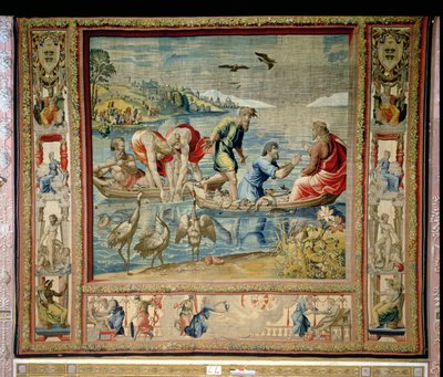 The Miraculous Draft of Fishes, från Bryssels gobelänger, kopior av Rafaels Vatikanserie av Apostlarnas gärningar (gobeläng) av Unbekannt