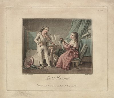 Musiken, ca 1780 (gravyr) av Unbekannter Künstler
