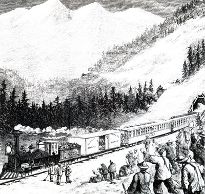 Pacific Railroad i Sierra Nevada-bergen. av Unbekannt