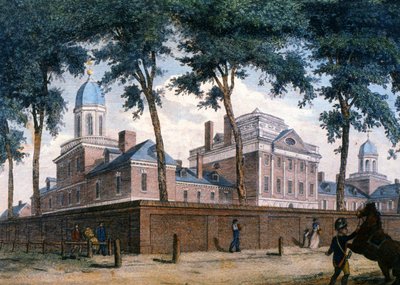 Pennsylvania Hospital i Philadelphia, ca 1800 (gravyr) av Unbekannter Künstler