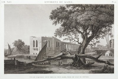 Akvedukten vid Gamla Kairo, från ön Roudah, Egypten, ca 1798 av Unbekannt