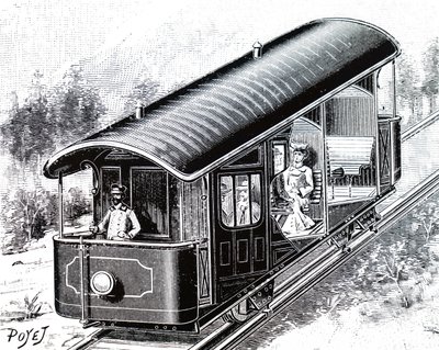 Elbilen på Vesuvius bergbana. av Unbekannt