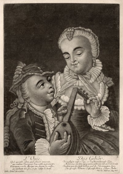 Utfrågningen, Augsburg, ca 1760 (gravyr) av Unbekannter Künstler