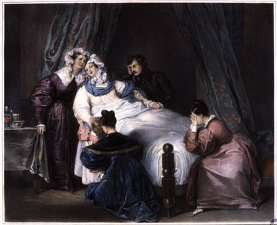 Den irreparabla förlusten, även död i barnsäng, ca 1840 (litografi) av Unbekannter Künstler