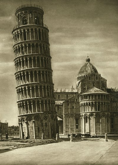 Det lutande tornet och absiden av kupolen (duomo) i Pisa 1925 av Unbekannt