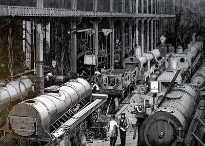 Tillverkningsgolvet för Robert Stephenson and Company. av Unbekannt