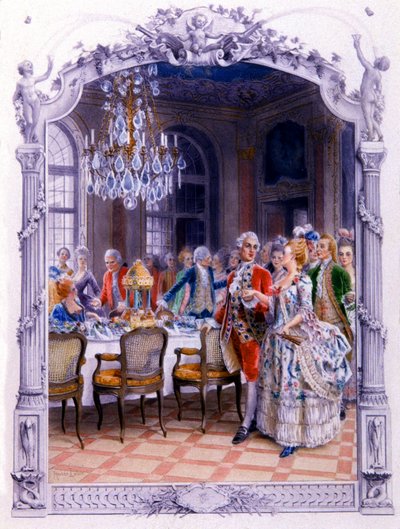 Måltiden på 1700-talet, ca 1900 (illustration) av Unbekannter Künstler