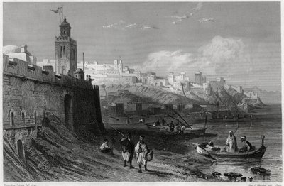 Den pittoreska hamnen i den befästa staden Tanger på 1800-talet, i boken om Medelhavet av Louis Enault (1824-1900), en fransk journalist och resenär. Louis Enault, LA MEDITERRANEE SES ILES ET SES BORDS, Morizot av Unbekannt