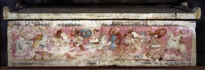 Amazonas sarkofag, dekorerad med scener av strider mellan greker och amasoner, från Tarquinia, 300-talet f.Kr. (alabaster) (se även 36059) av Unbekannt