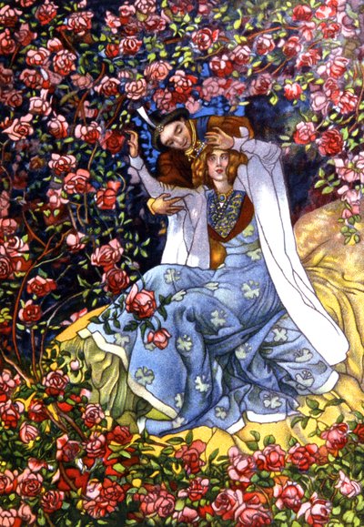 Törnrosa och prinsen, ca 1911 (illustration) av Unbekannter Künstler