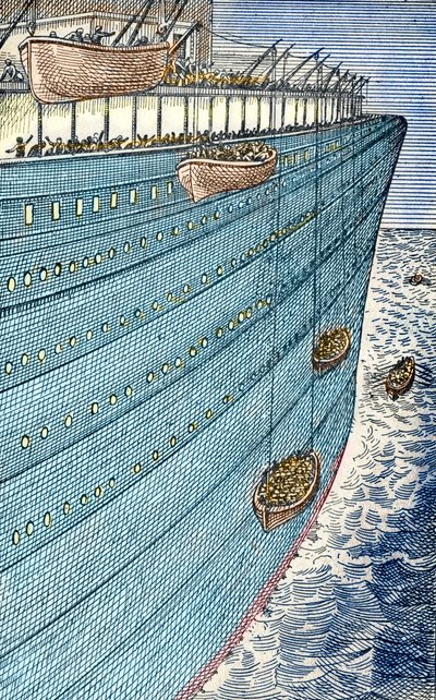 Titanic-katastrofen, båtarna seglade av Unbekannter Künstler