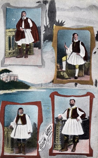 Traditionella grekiska herrkostymer - Vykort 1914-1918 av Unbekannt