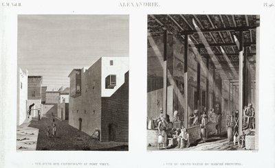 Två vyer av Alexandria, Egypten, ca 1798 av Unbekannt