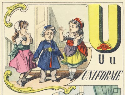 U : uniform - Spelalfabetet, ca 1890 (illustration) av Unbekannt