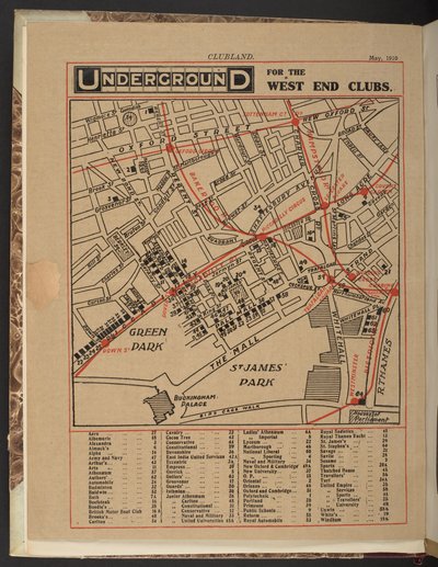 Underground för West End-klubbarna, maj 1910 av Unbekannter Künstler