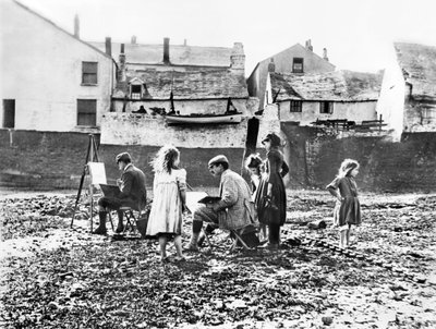Storbritannien: Konstnärer som målar vid floden Torridge. Appledore, Devon av Unbekannt