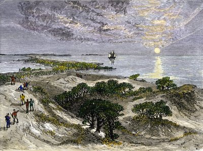 Förenta staterna, delstaten Virginia: Engelska nybyggare på Roanoke Island Lands av Unbekannter Künstler