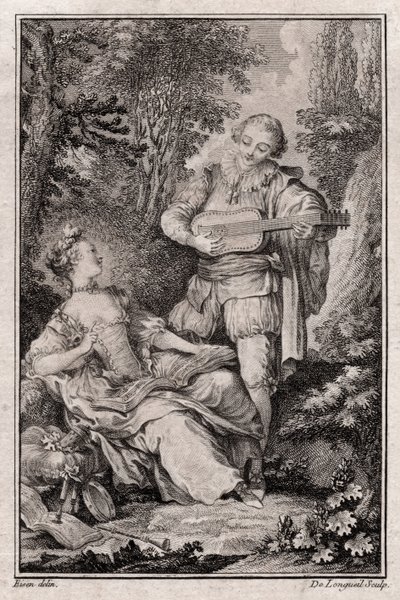 Untitled Genre Scene, Paris 1766 (gravering) av Unbekannter Künstler