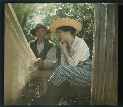 Vendee pittoreska: La lecon de filet, augusti-1919, Longeville, Frankrike - Autokrom anonym av Unbekannter Künstler