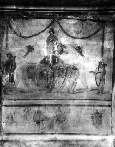 Venus från Pompeji på en vagn som bärs av elefanter, från Via dell