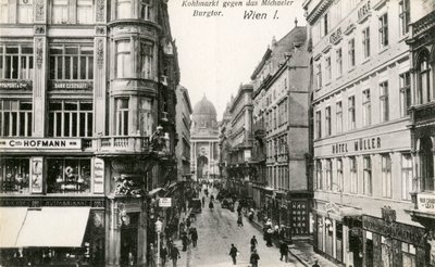 Wien: Kohlmarkt med Michaelerkirche i bakgrunden av Unbekannter Künstler