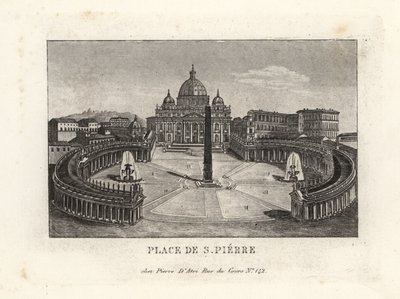 Utsikt över Petersplatsen, Piazza di S. Pietro, med Peterskyrkan och forntida egyptisk obelisk av Unbekannt