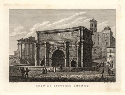 Utsikt över Septimius Severus båge, Arco di Settimio Severo, Rom av Unbekannt