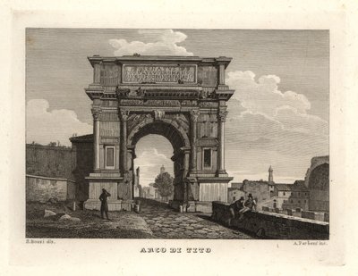 Utsikt över Titusbågen, Arco di Tito, Rom av Unbekannt
