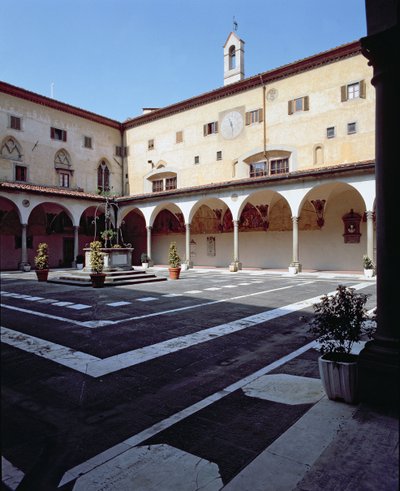 Utsikt över de dödas kloster (Chiostro dei Morti) och kapellet (foto) av Unbekannt