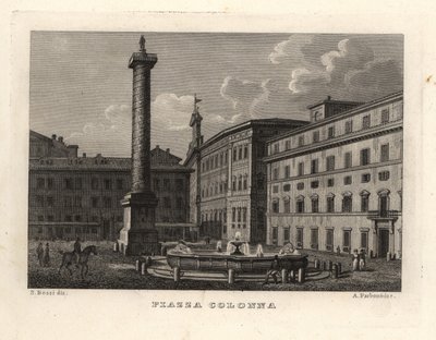 Utsikt över Piazza Colonna med Marcus Aurelius kolumn, Rom av Unbekannt