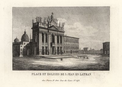 Utsikt över St. Johns plats och påvliga ärkebasilikan i Lateranen, Lateranbasilikan, Rom av Unbekannt
